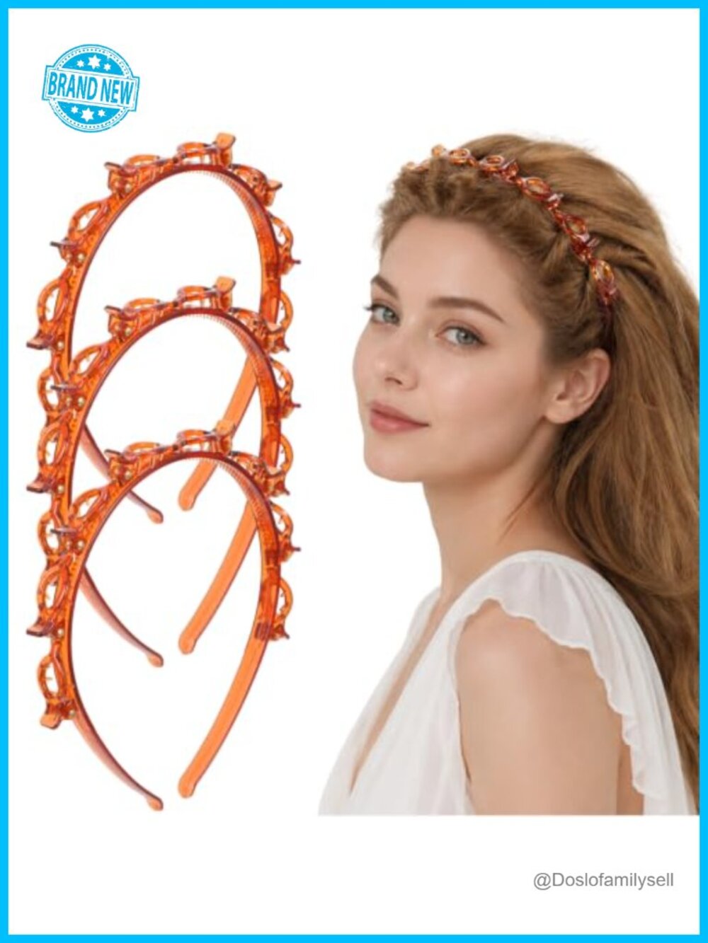 3Pc Hair Band with Clips, Headband with Clips On Top